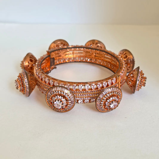 Rose Gold Floral Stone Bangle