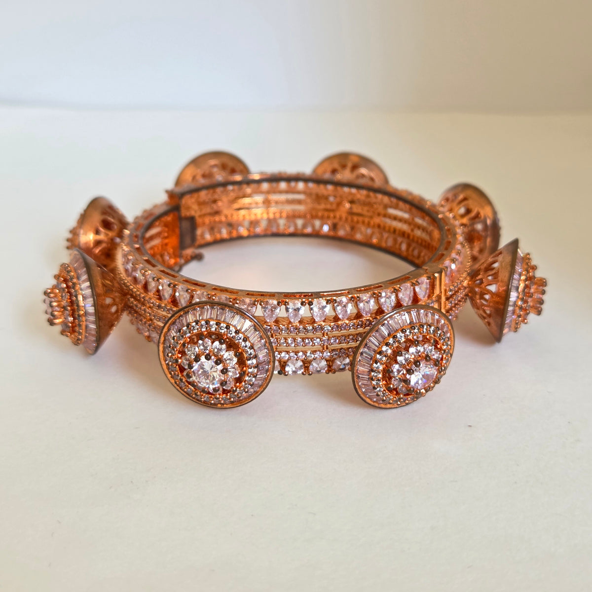 Rose Gold Floral Stone Bangle