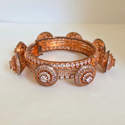 Rose Gold Floral Stone Bangle