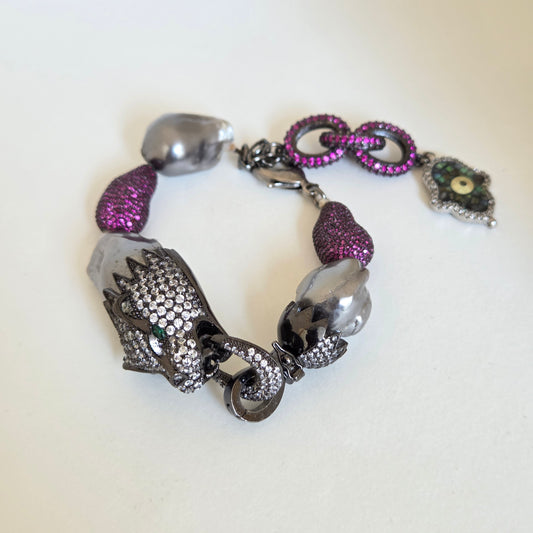 Vintage Baroque Pearl Zircon Bracelet