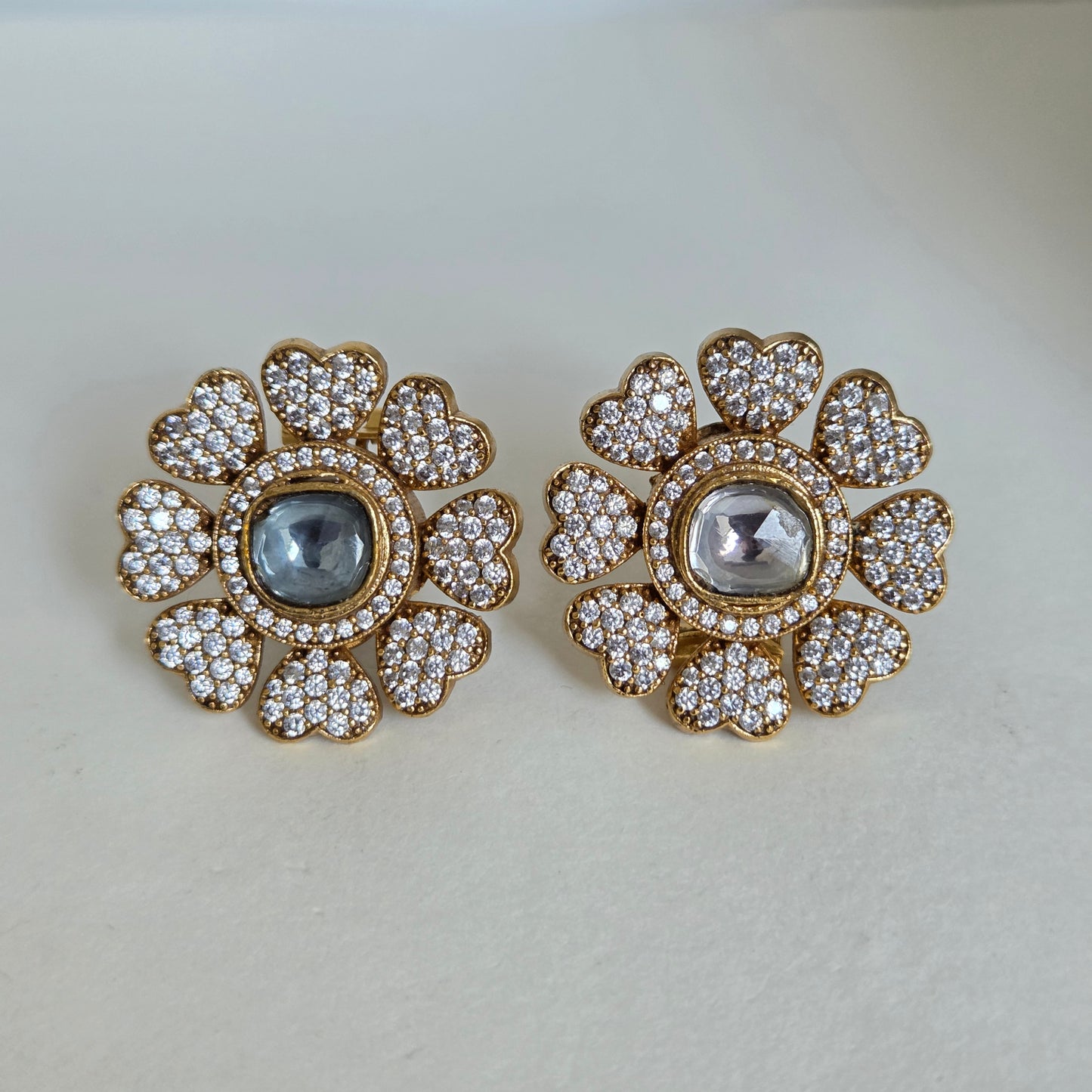 Floral Motif Zircon Studded Earrings