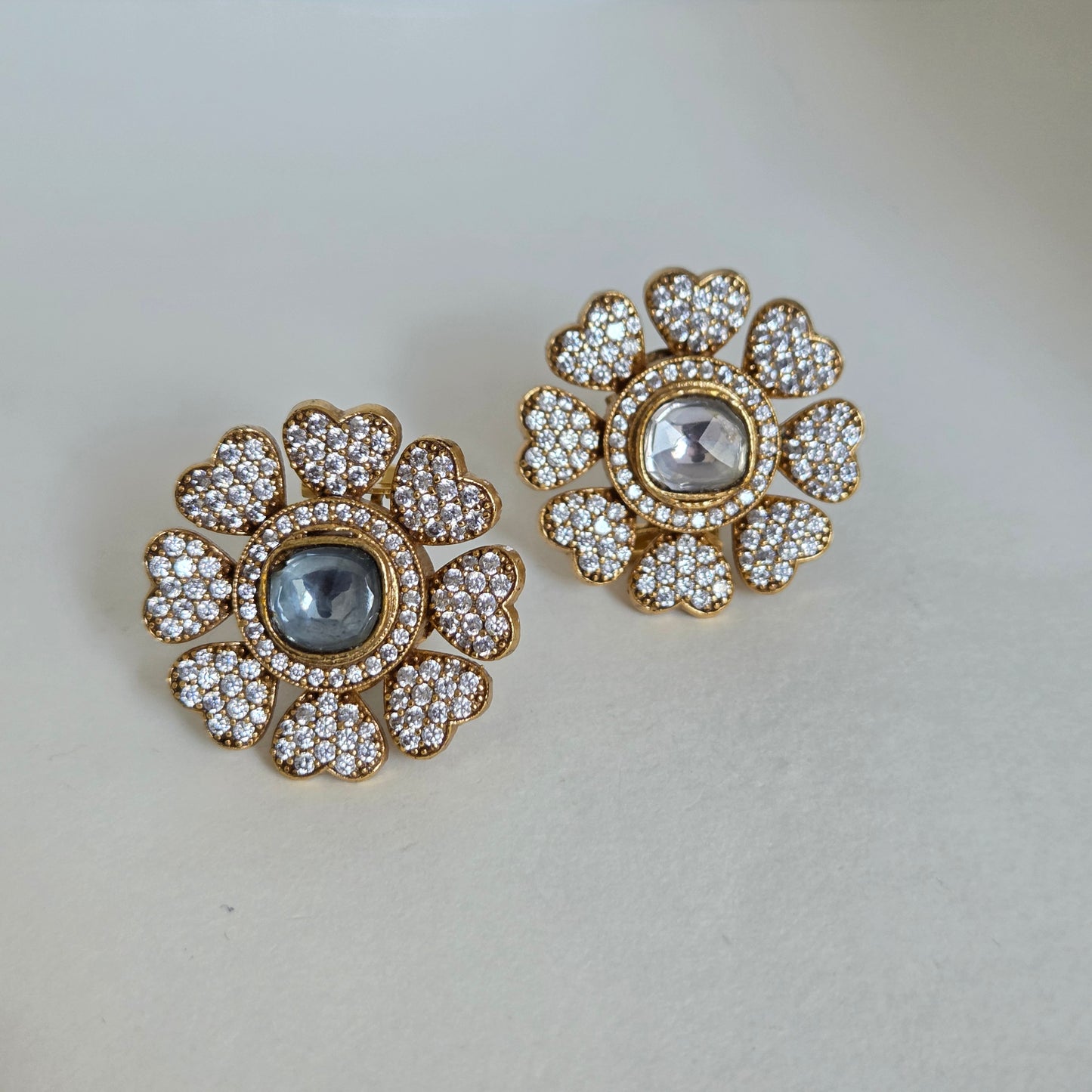 Floral Motif Zircon Studded Earrings
