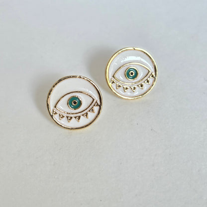 Enamelled Evil Eye Studs