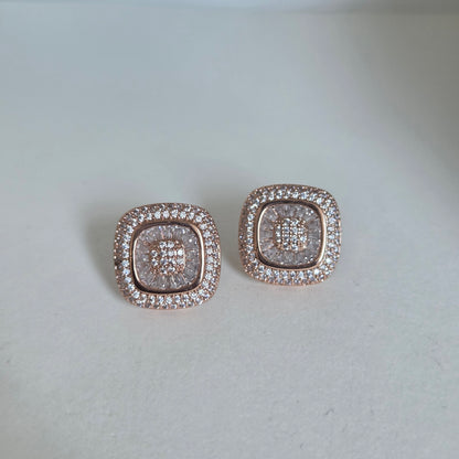 Faux Diamond Cushion Zircon Studs