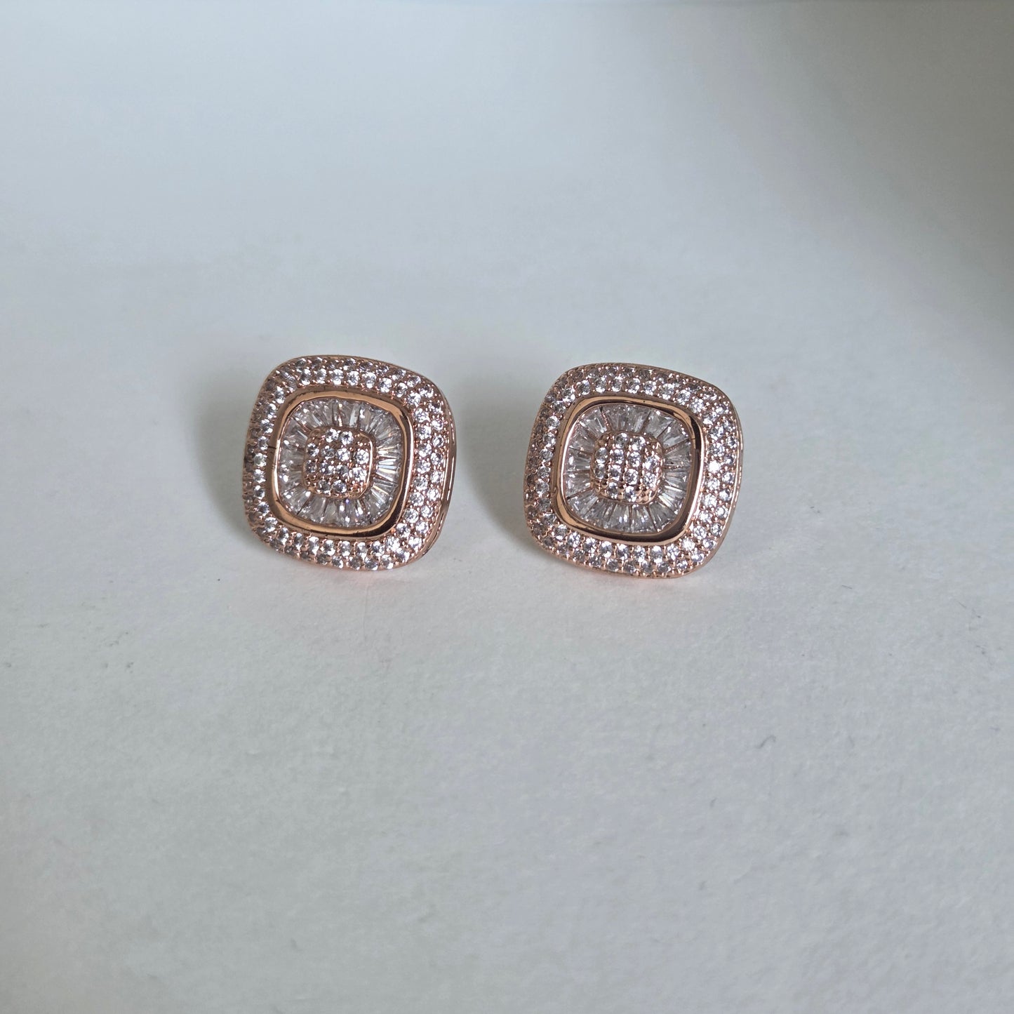 Faux Diamond Cushion Zircon Studs