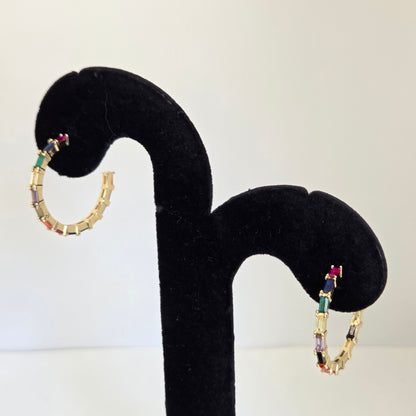 Rainbow Baguette Hoops