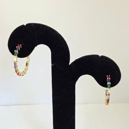 Rainbow Baguette Hoops