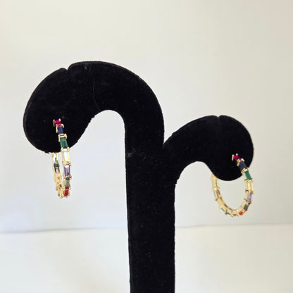 Rainbow Baguette Hoops