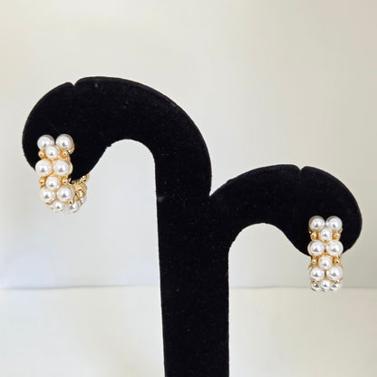 Pearl Cluster Hoop Earrings