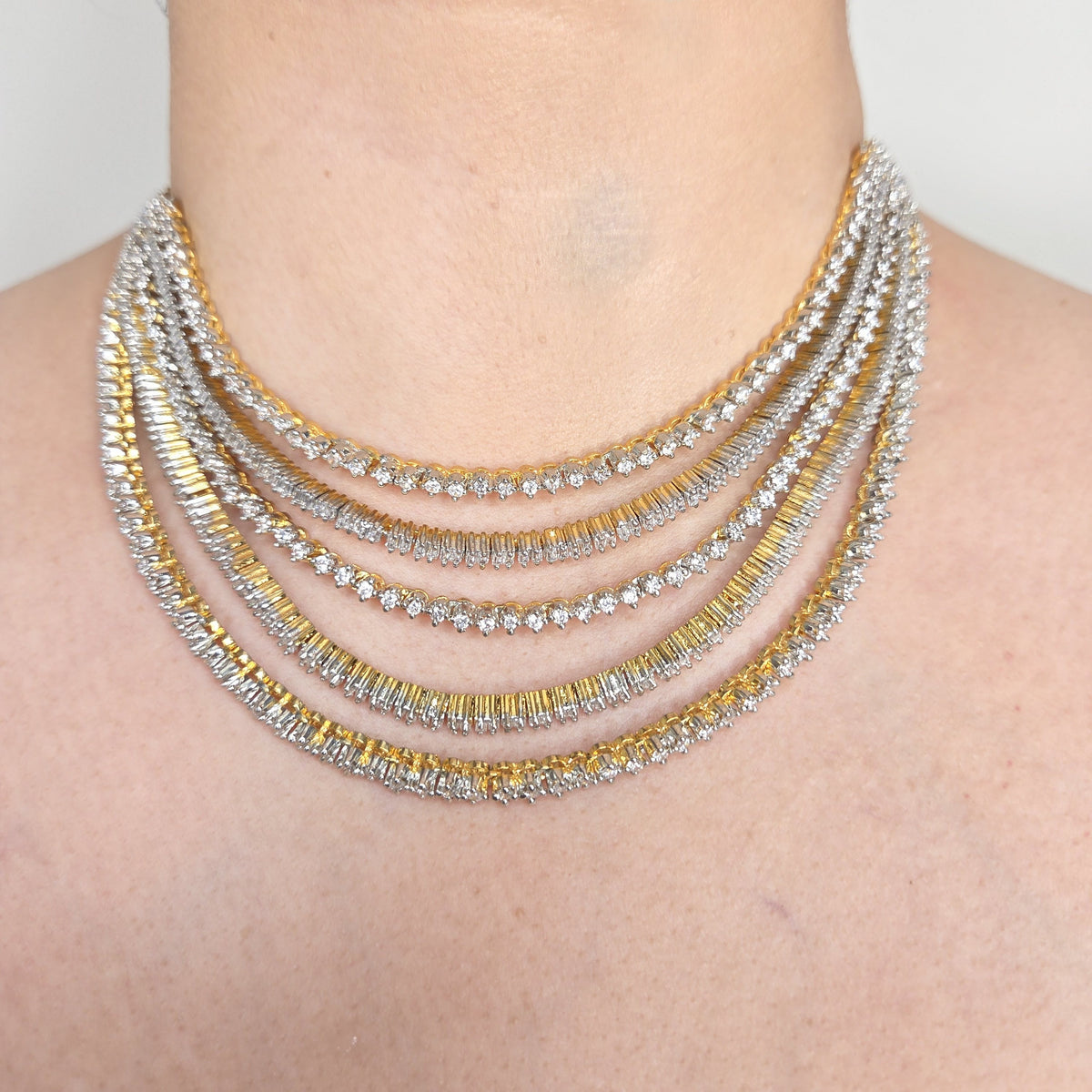 Gold Finished Layered Zircon Studded Necklace Set
