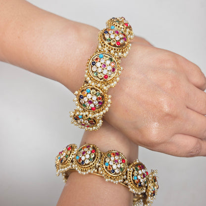 Multicolour Kundan Stone Bangle Set