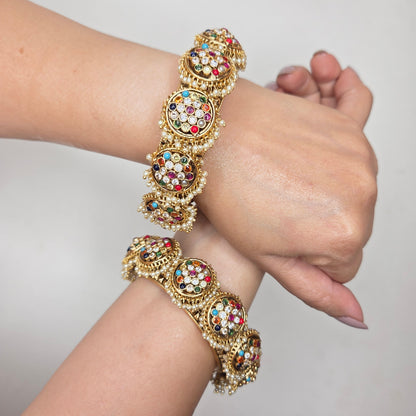 Multicolour Kundan Stone Bangle Set