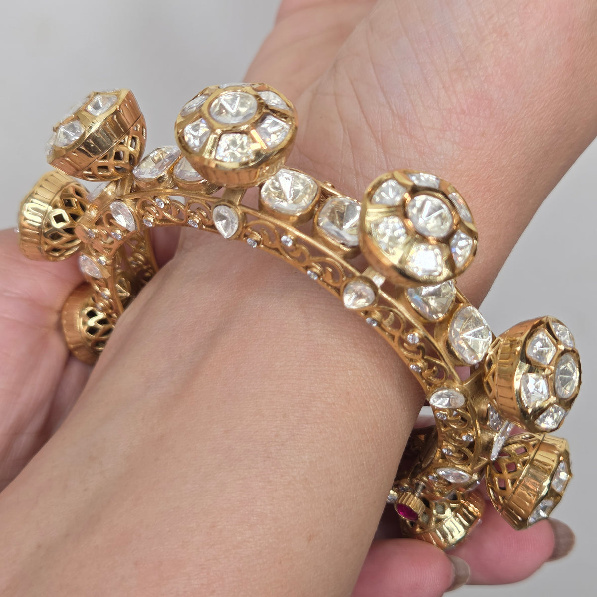 Moissanite Polki Bloom Cluster Bangle