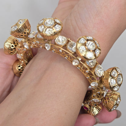 Moissanite Polki Bloom Cluster Bangle