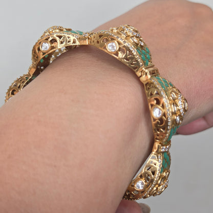 Mint Meenakari Polki Bangle
