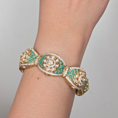 Mint Meenakari Polki Bangle