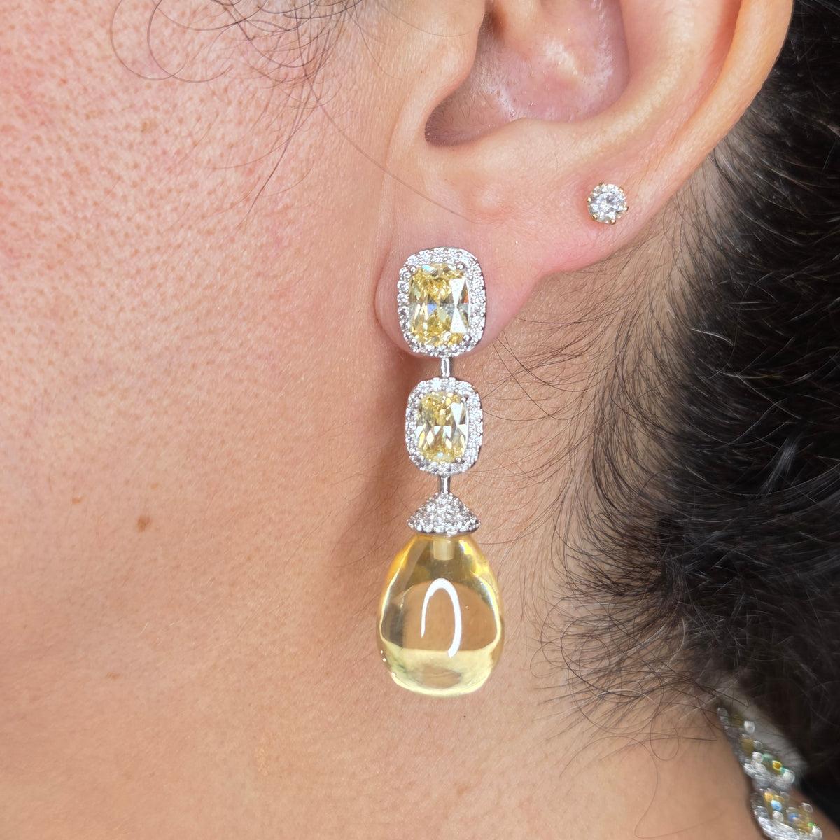 Champagne Teardrop Statement Necklace Set