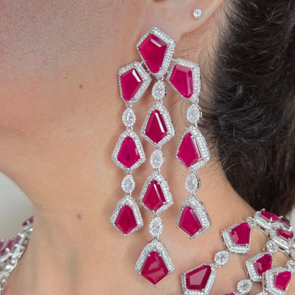 Ruby Cascade Layered Necklace Set