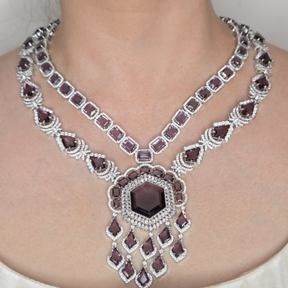 Purple Zircon Statement Necklace Set