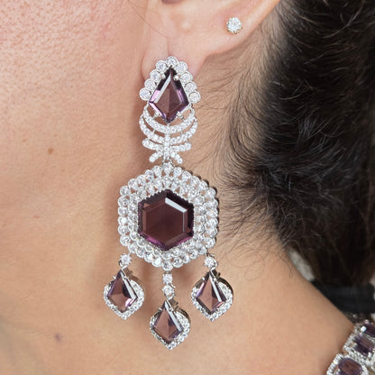 Purple Zircon Statement Necklace Set