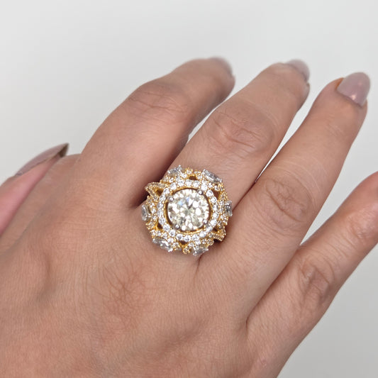 Two Tone Floral Ring