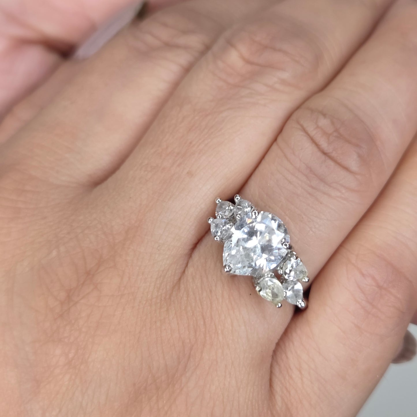 Pear Zircon Solitaire Ring