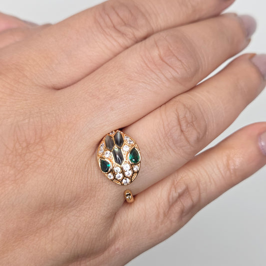 Snake Head Zircon Ring in Gold Finish