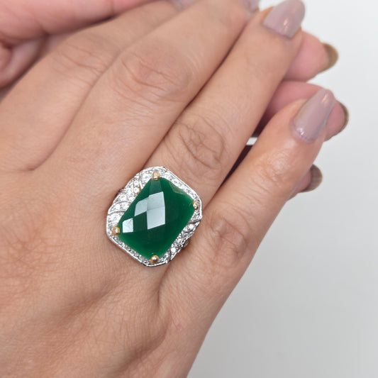 Faceted Faux Green Zircon Ring