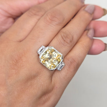 Yellow Square Zircon Solitaire Ring