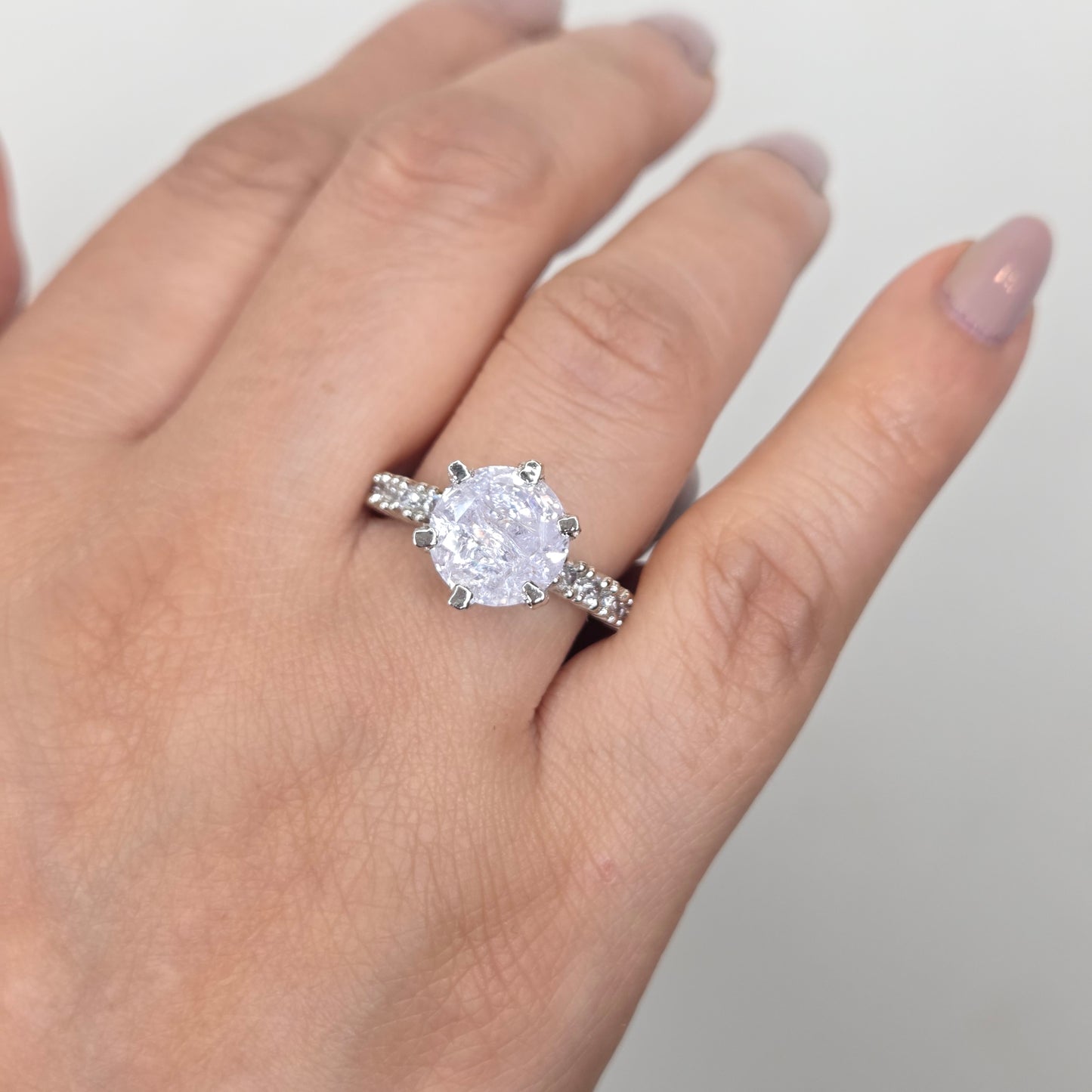 Zircon Solitaire Studded Ring
