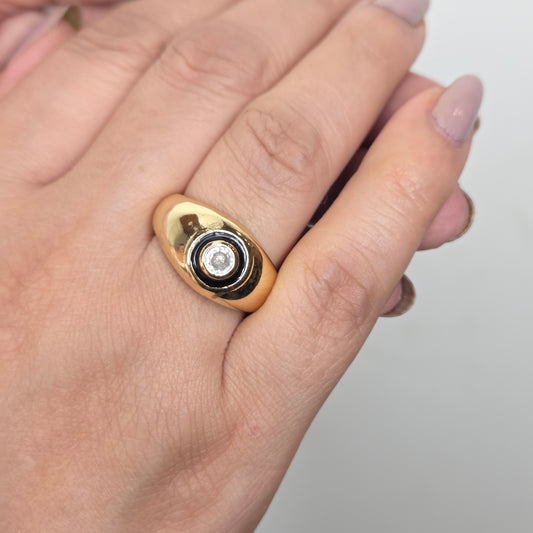 Bezel Solitaire Ring in Gold Finish