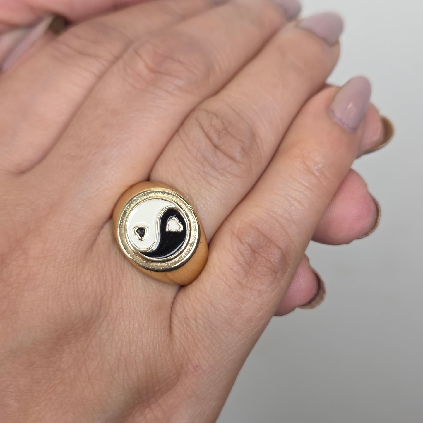 Yin Yang Enamelled Signet Ring