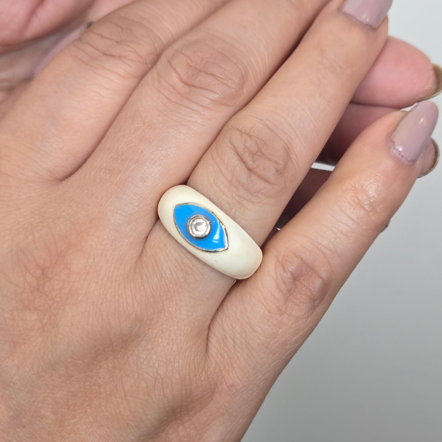 Enamelled Evil Eye Ring