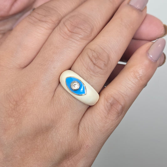 Enamelled Evil Eye Ring