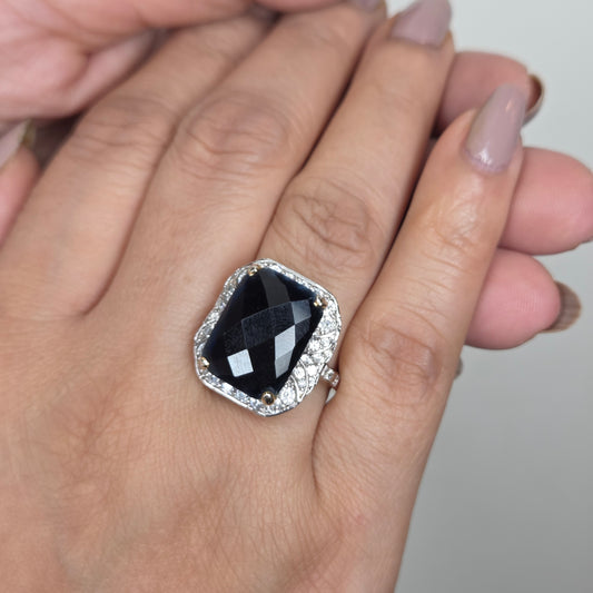 Faceted Faux Blue Zircon Ring
