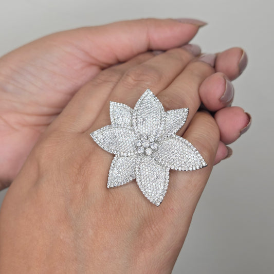 Floral Zircon Cocktail Ring