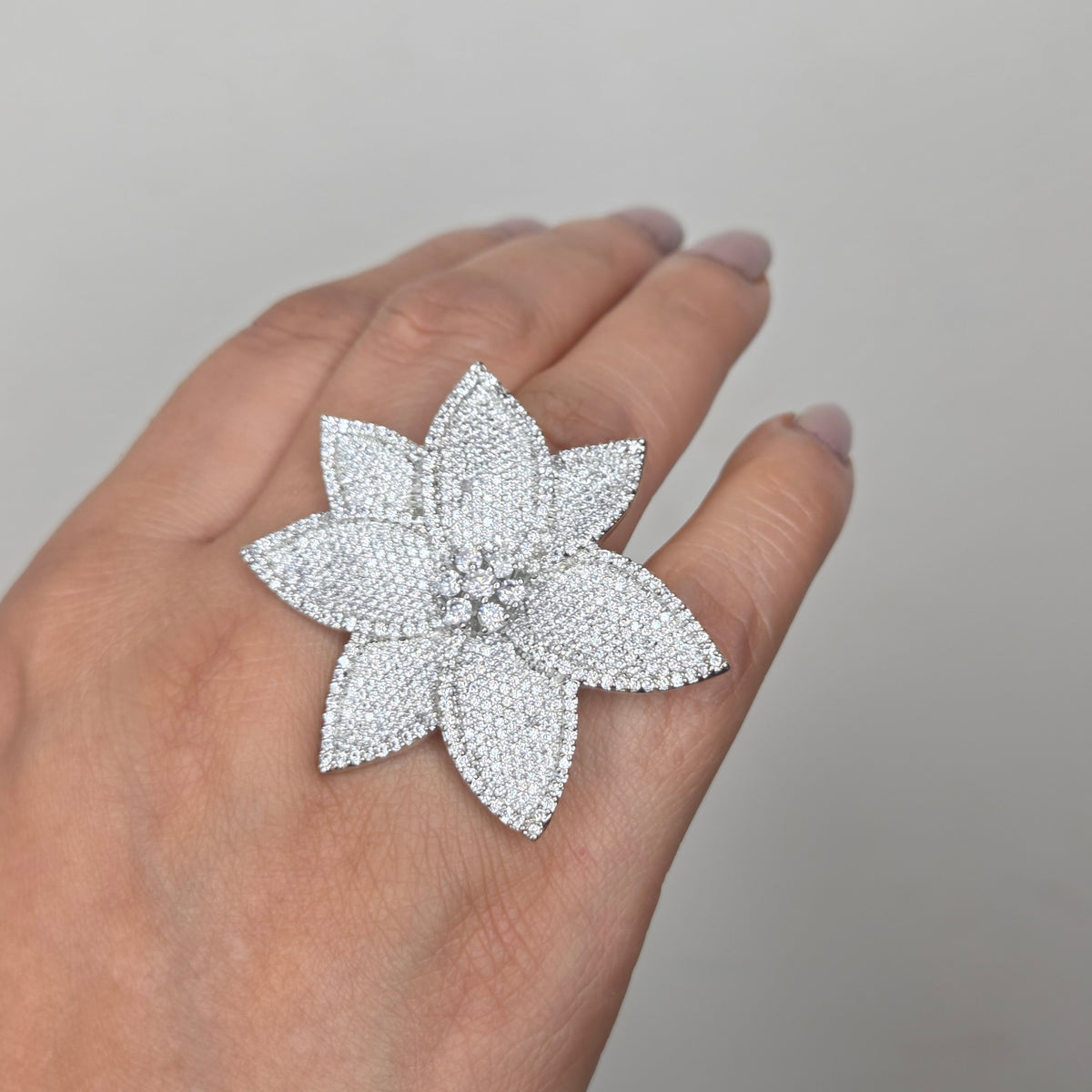 Floral Zircon Cocktail Ring