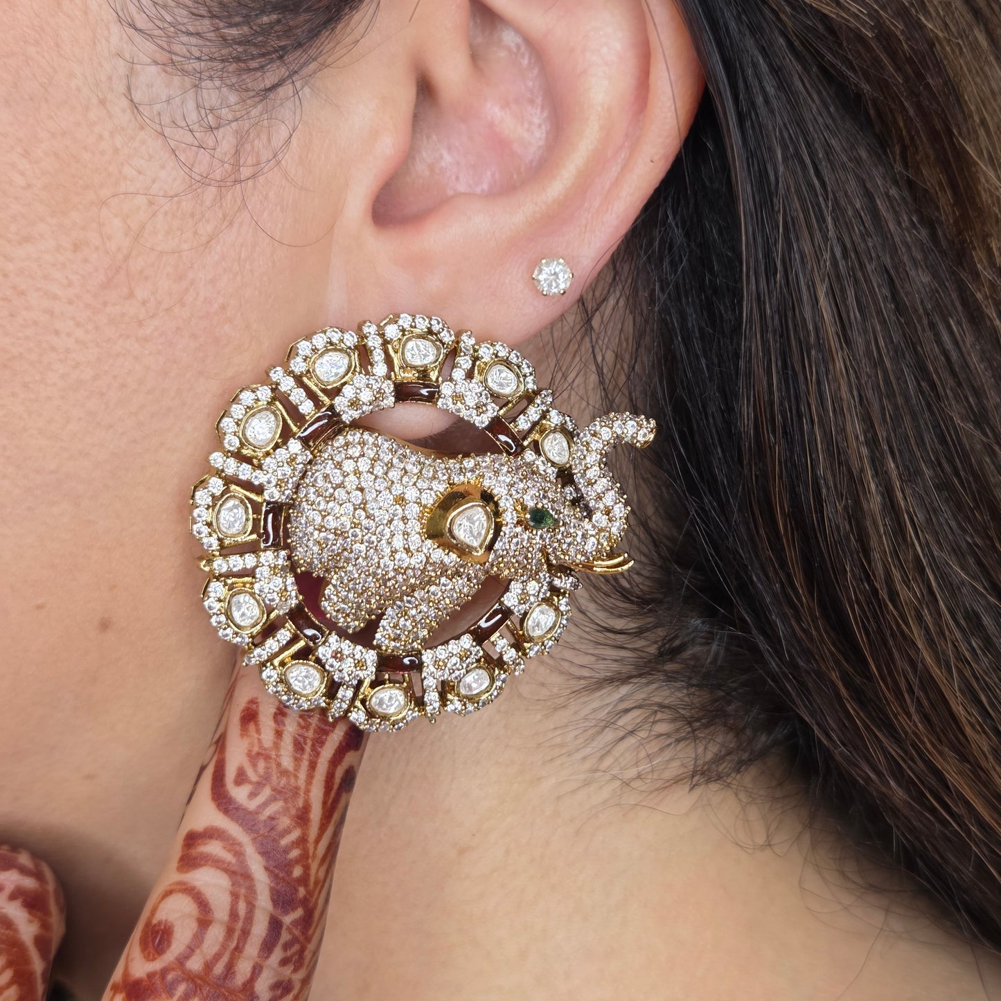 Zircon Studded Elephant Motif Studs