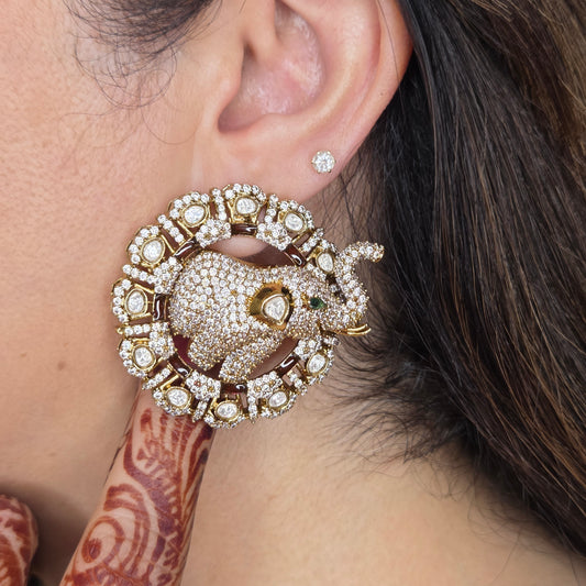 Zircon Studded Elephant Motif Studs
