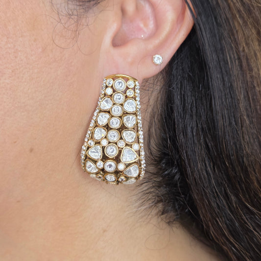 Minimal Gold Polki Earrings