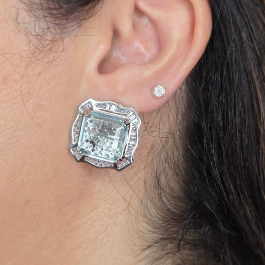 Aqua Crystal Zircon Studs