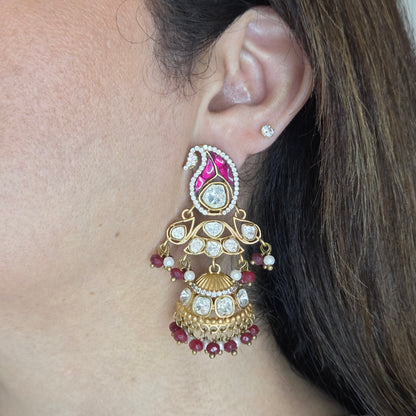 Stone Studded Kundan Long Pearl Necklace Set