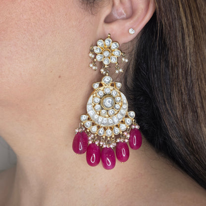 Ethnic Kundan Set with Pink Beads and Maang Tikka