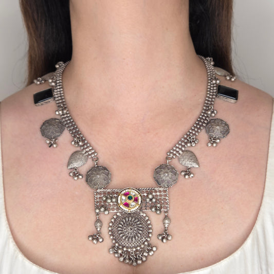 Oxidised Long Necklace Set