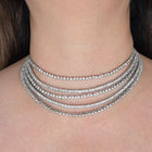 Layered Zircon Necklace in White Finish
