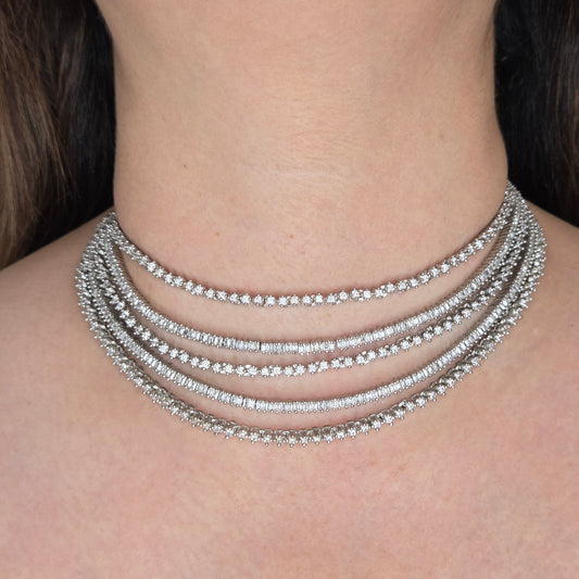 Layered Zircon Necklace in White Finish
