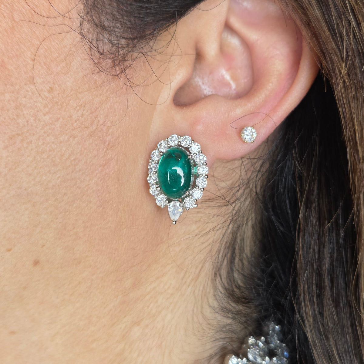 Green Floral Zircon Choker Necklace Set