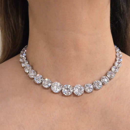 Faux Diamond Classic Tennis Necklace Set