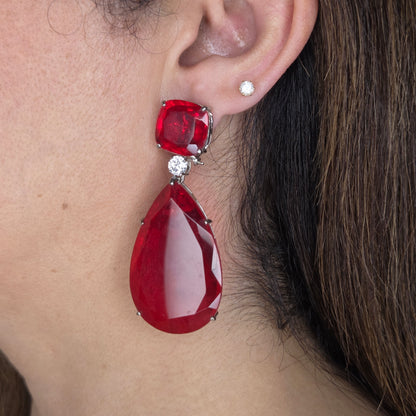 Clear Doublet Crystal Tear Drop Doublet Earrings