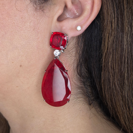 Clear Doublet Crystal Tear Drop Doublet Earrings